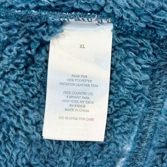Free Country Teal Blue Zip-Up Sherpa Sweater - XL - Picture 7 of 8